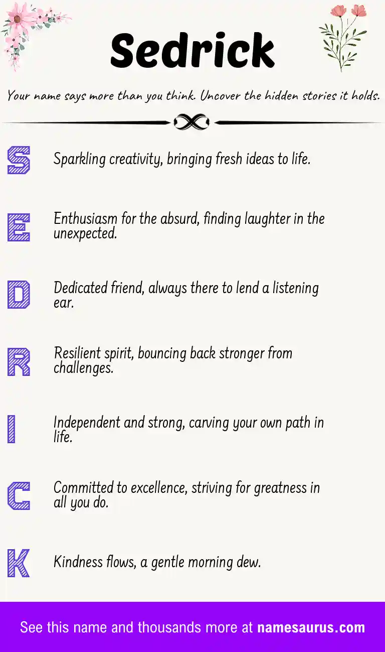 Acrostic poem about Sedrick.