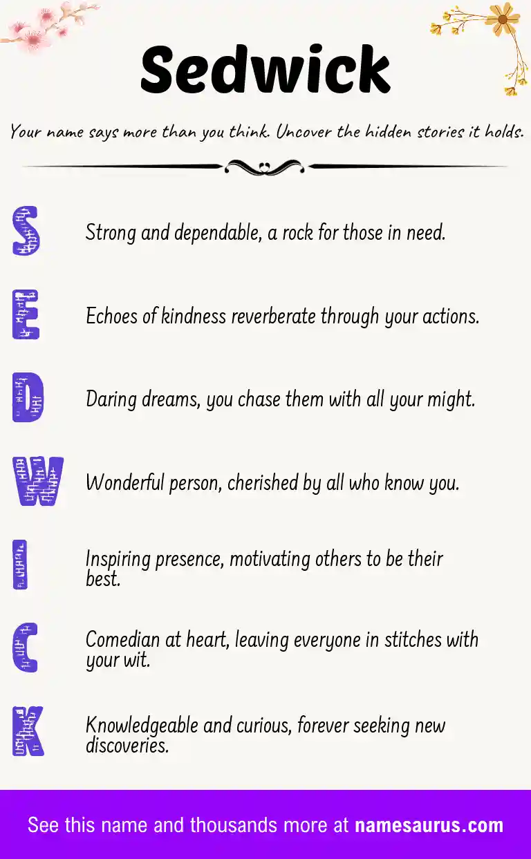 Acrostic poem about Sedwick.