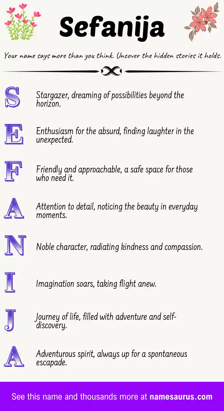 Acrostic poem about Sefanija.