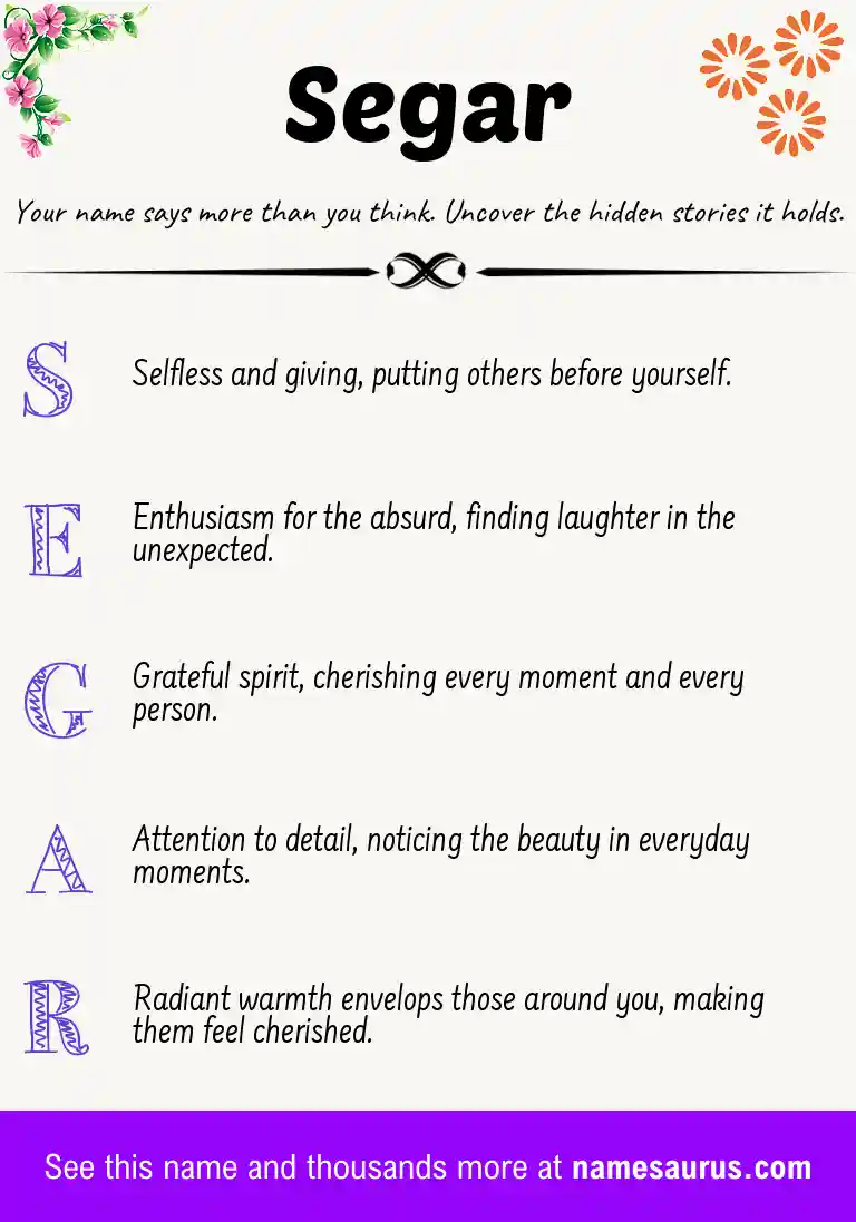 Acrostic poem about Segar.
