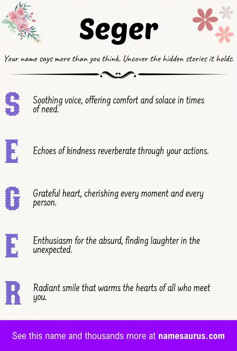 Acrostic poem about Seger.