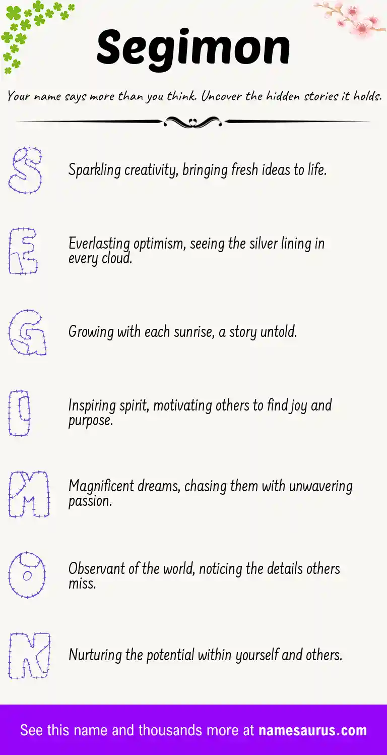 Acrostic poem about Segimon.