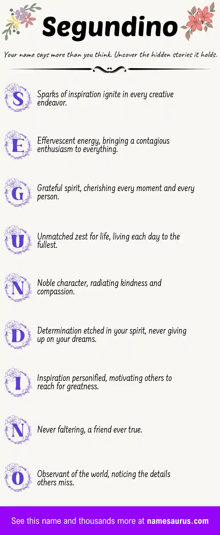 Acrostic poem about Segundino.