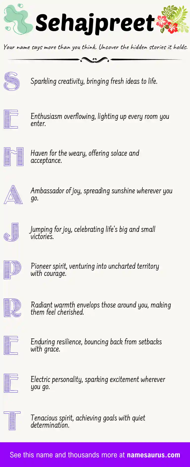 Acrostic poem about Sehajpreet.