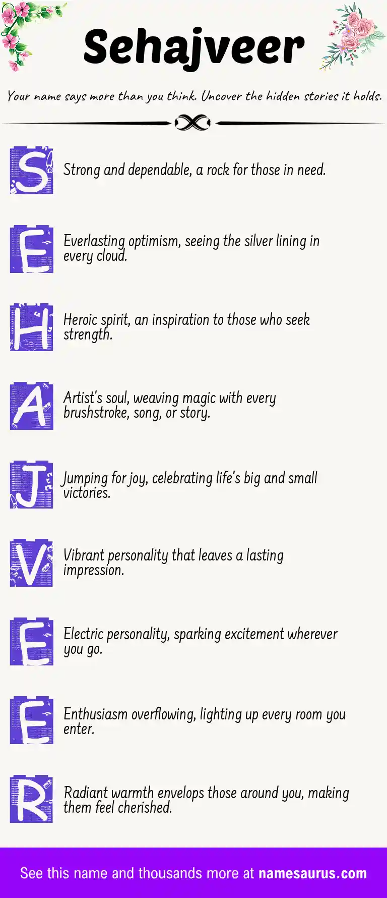 Acrostic poem about Sehajveer.