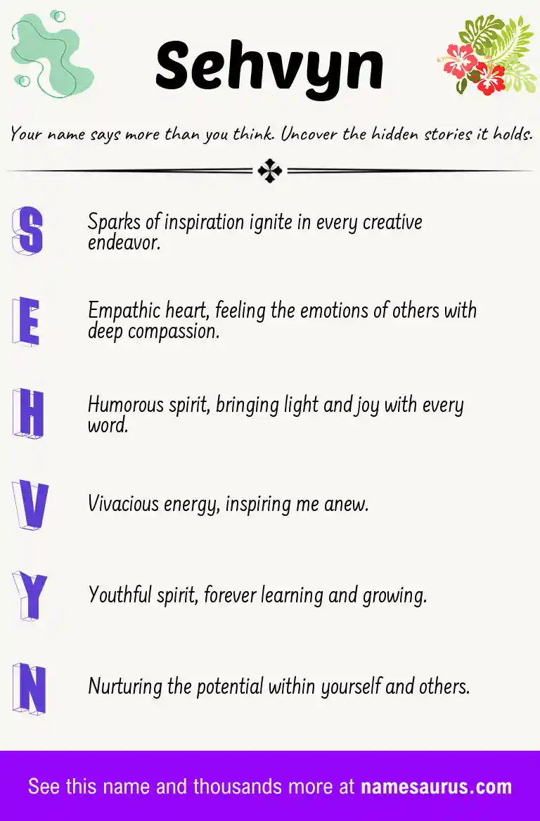 Acrostic poem about Sehvyn.