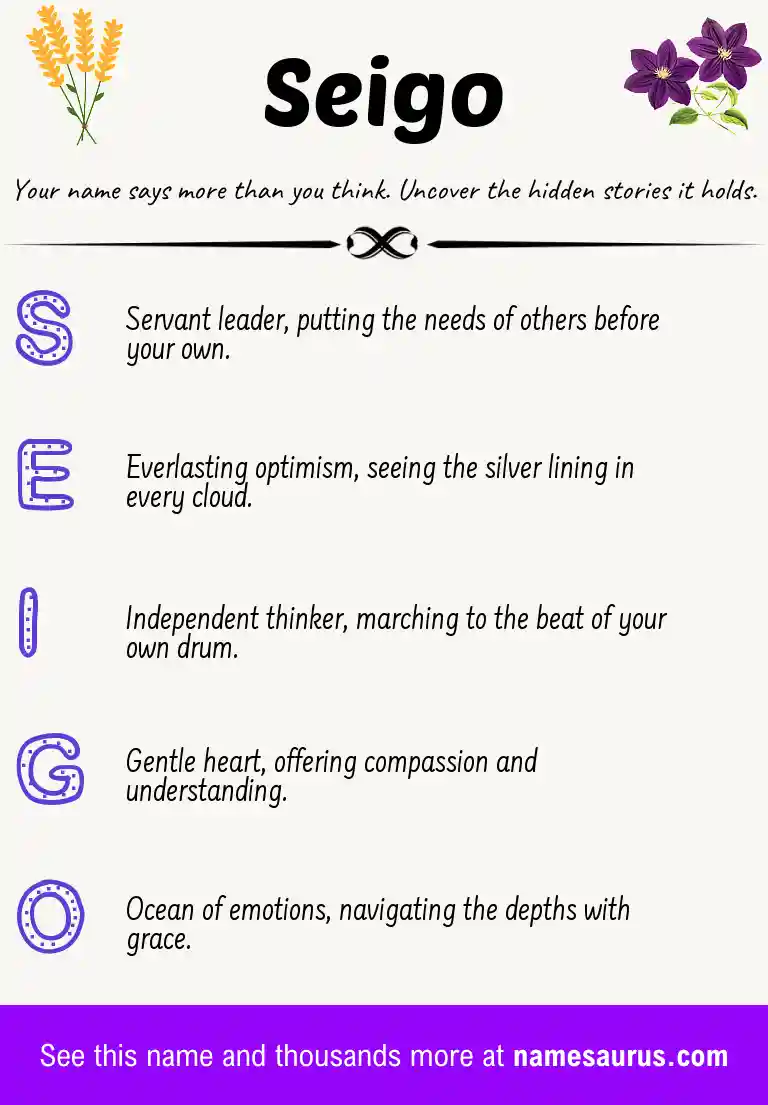 Acrostic poem about Seigo.