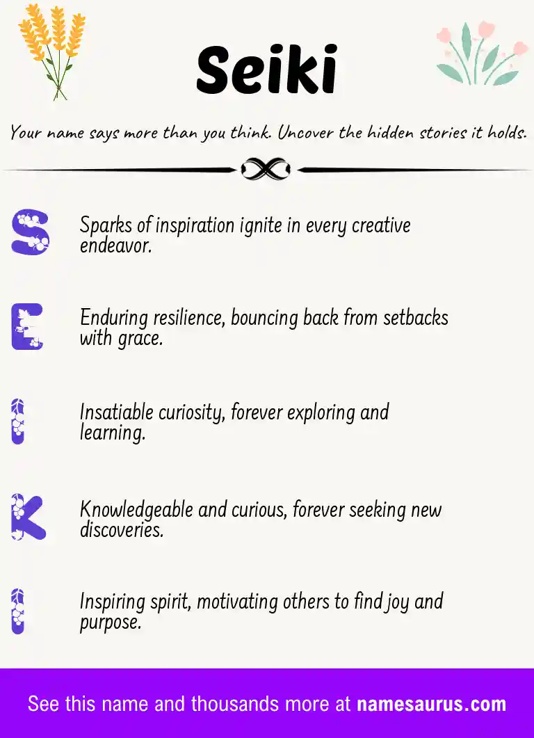 Acrostic poem about Seiki.