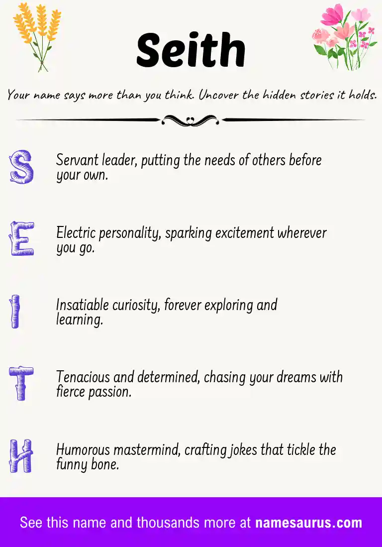 Acrostic poem about Seith.