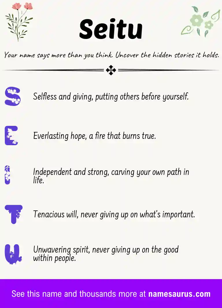 Acrostic poem about Seitu.
