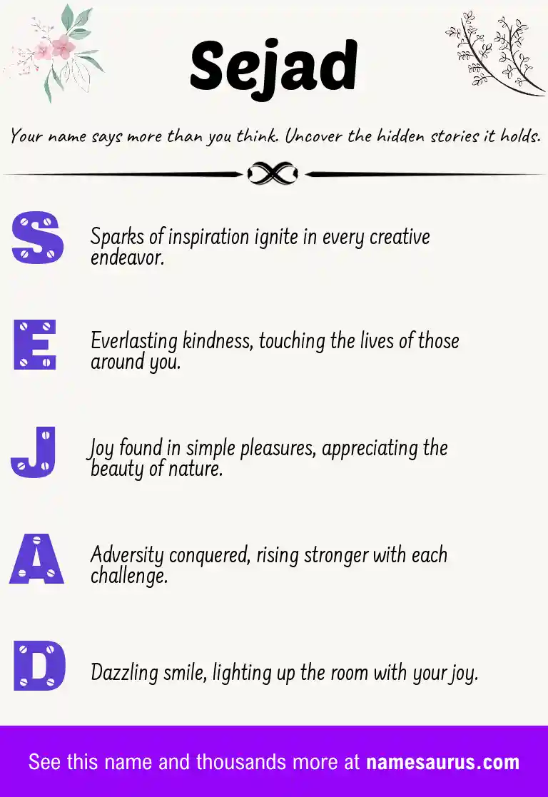 Acrostic poem about Sejad.