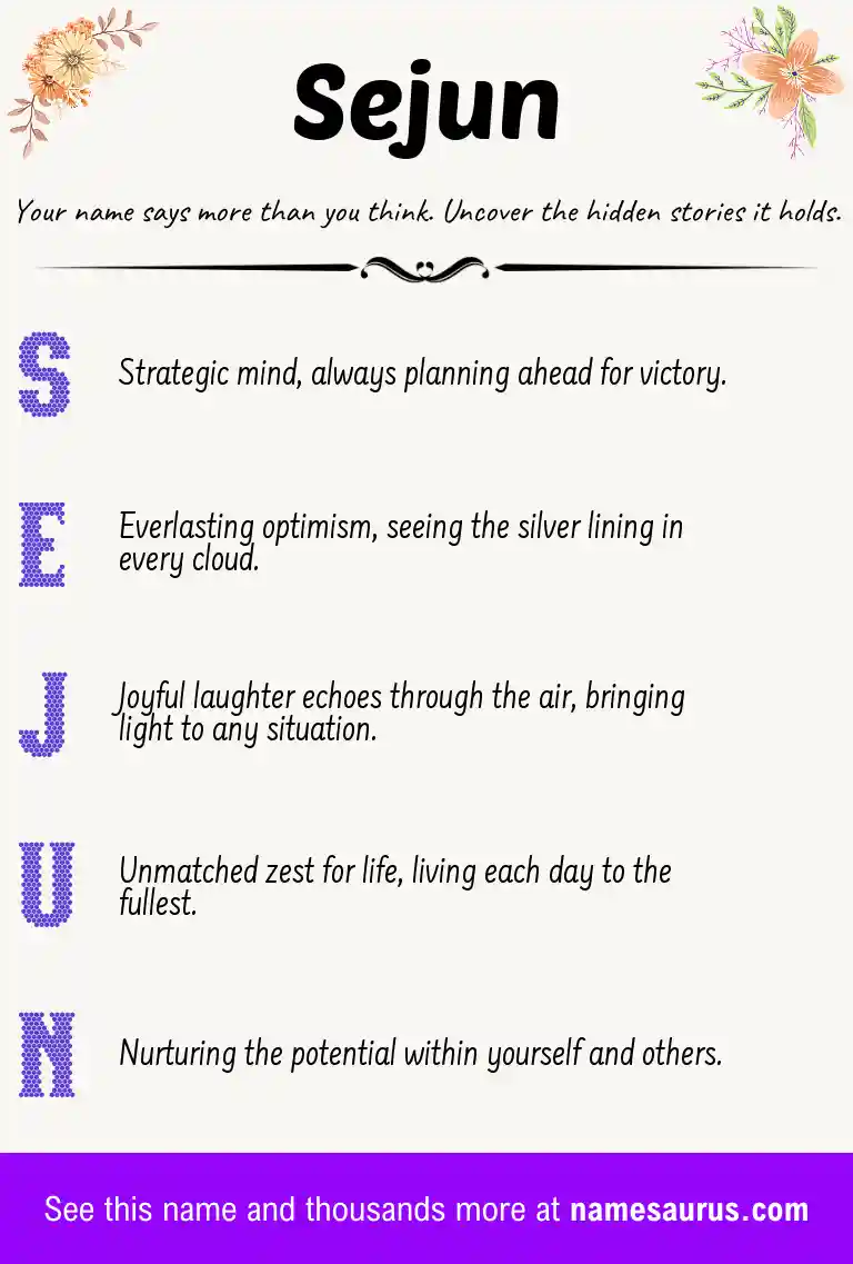 Acrostic poem about Sejun.