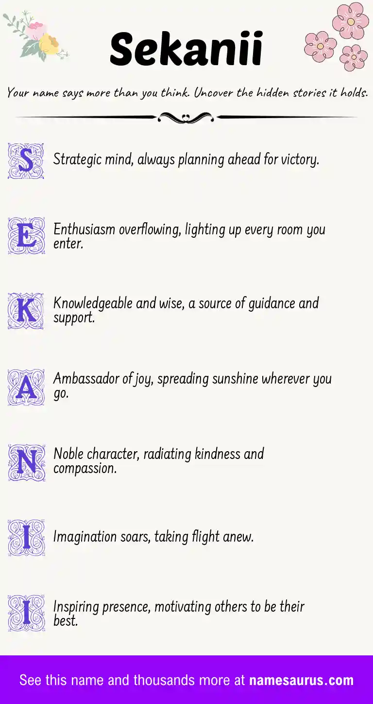 Acrostic poem about Sekanii.