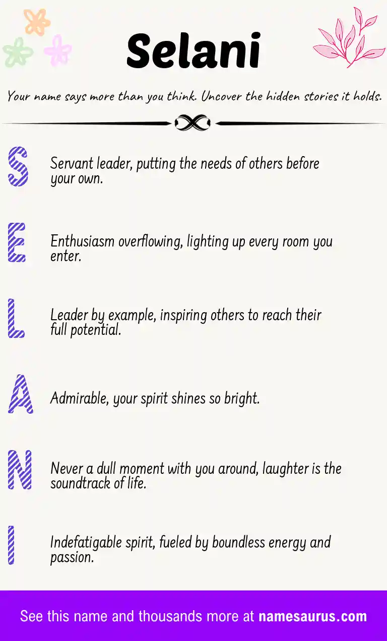 Acrostic poem about Selani.