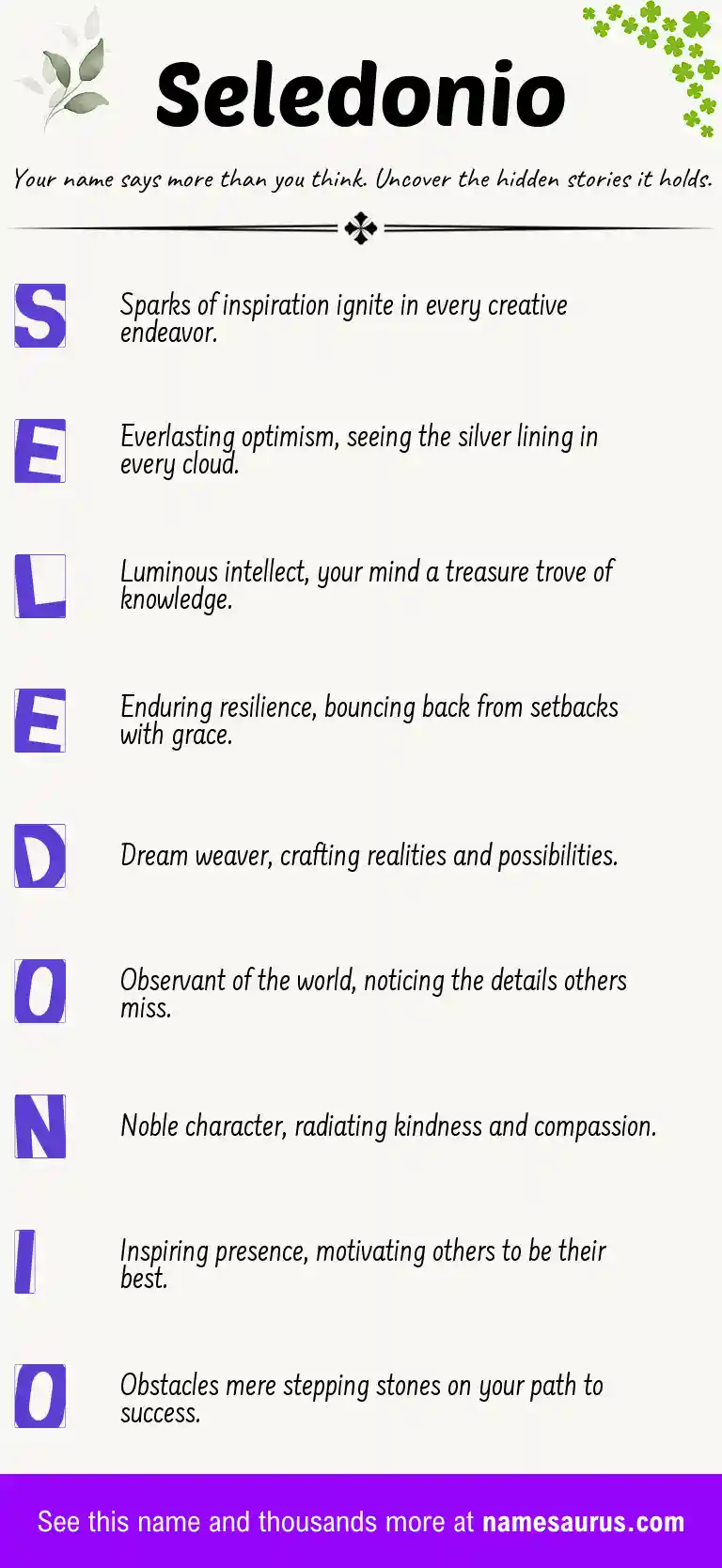 Acrostic poem about Seledonio.