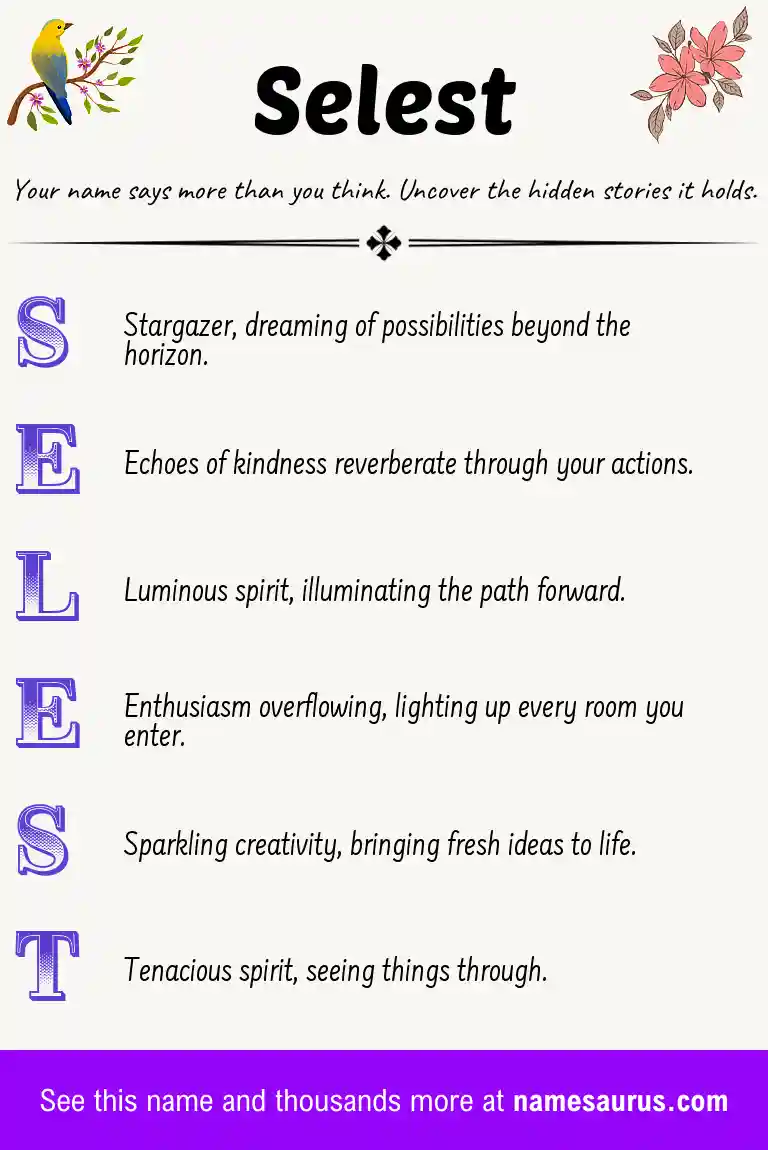 Acrostic poem about Selest.
