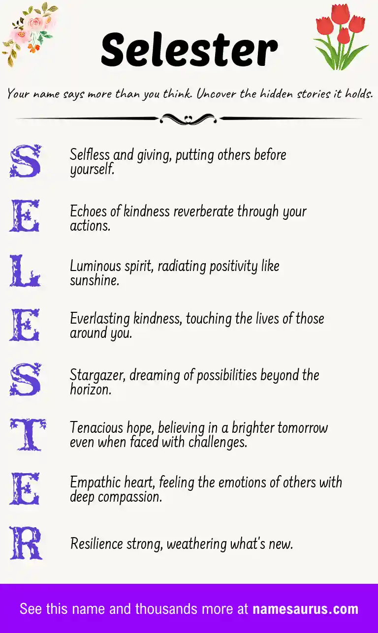 Acrostic poem about Selester.