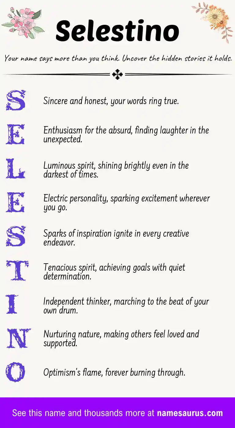 Acrostic poem about Selestino.