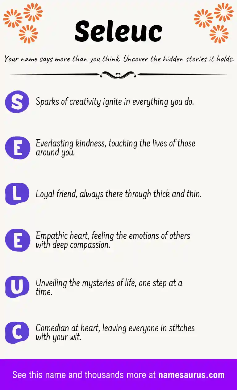 Acrostic poem about Seleuc.