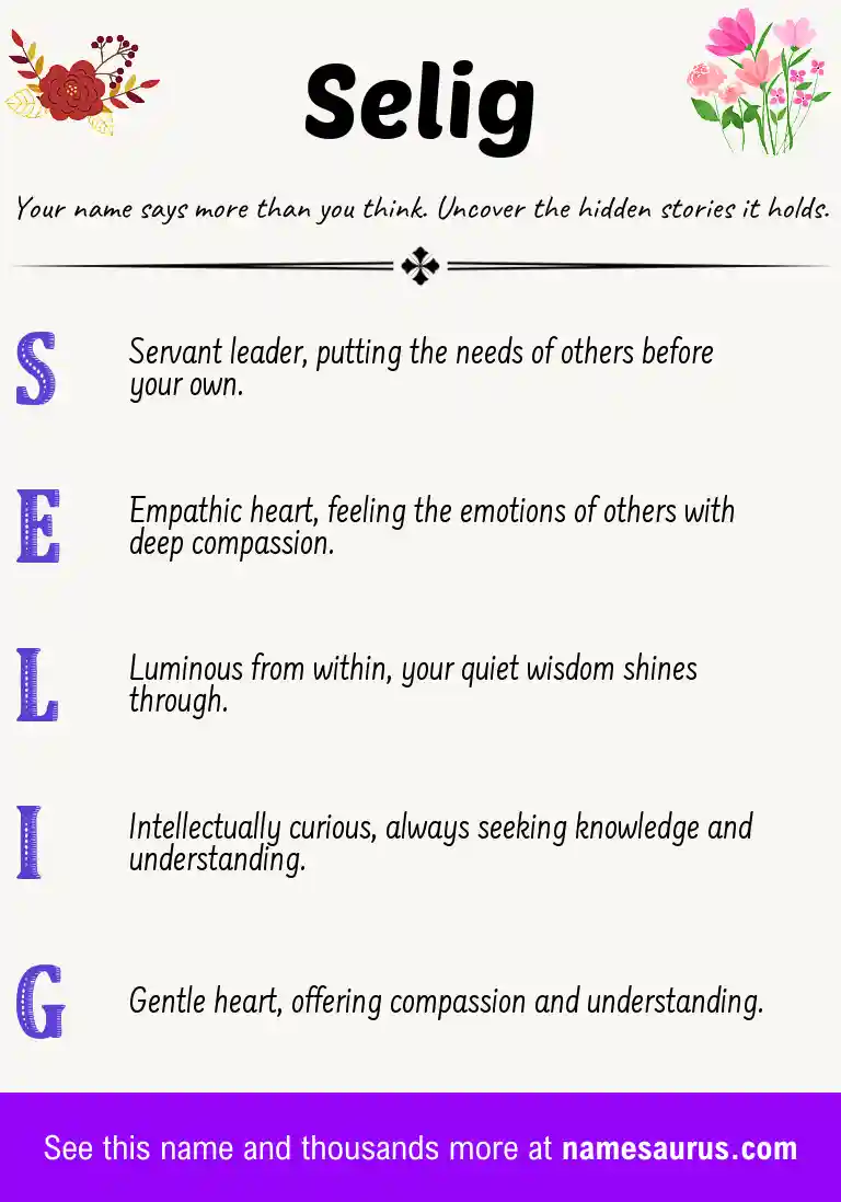 Acrostic poem about Selig.