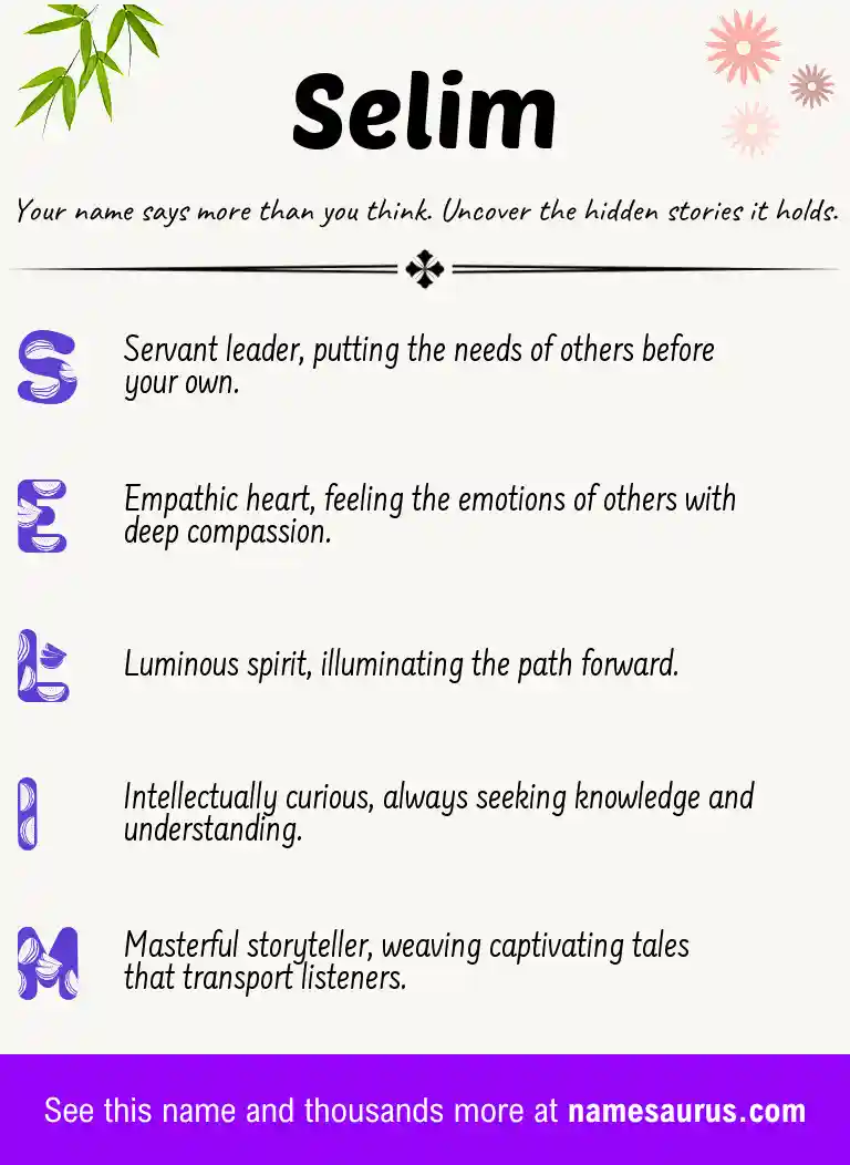 Acrostic poem about Selim.