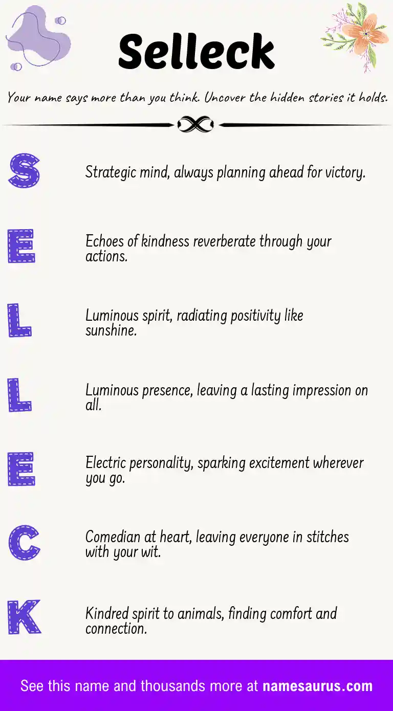 Acrostic poem about Selleck.