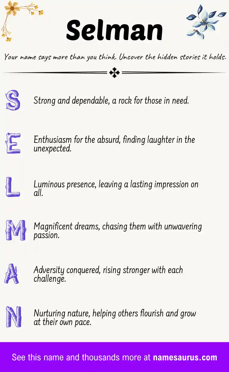 Acrostic poem about Selman.
