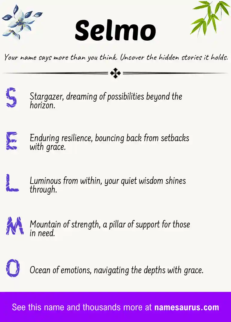 Acrostic poem about Selmo.