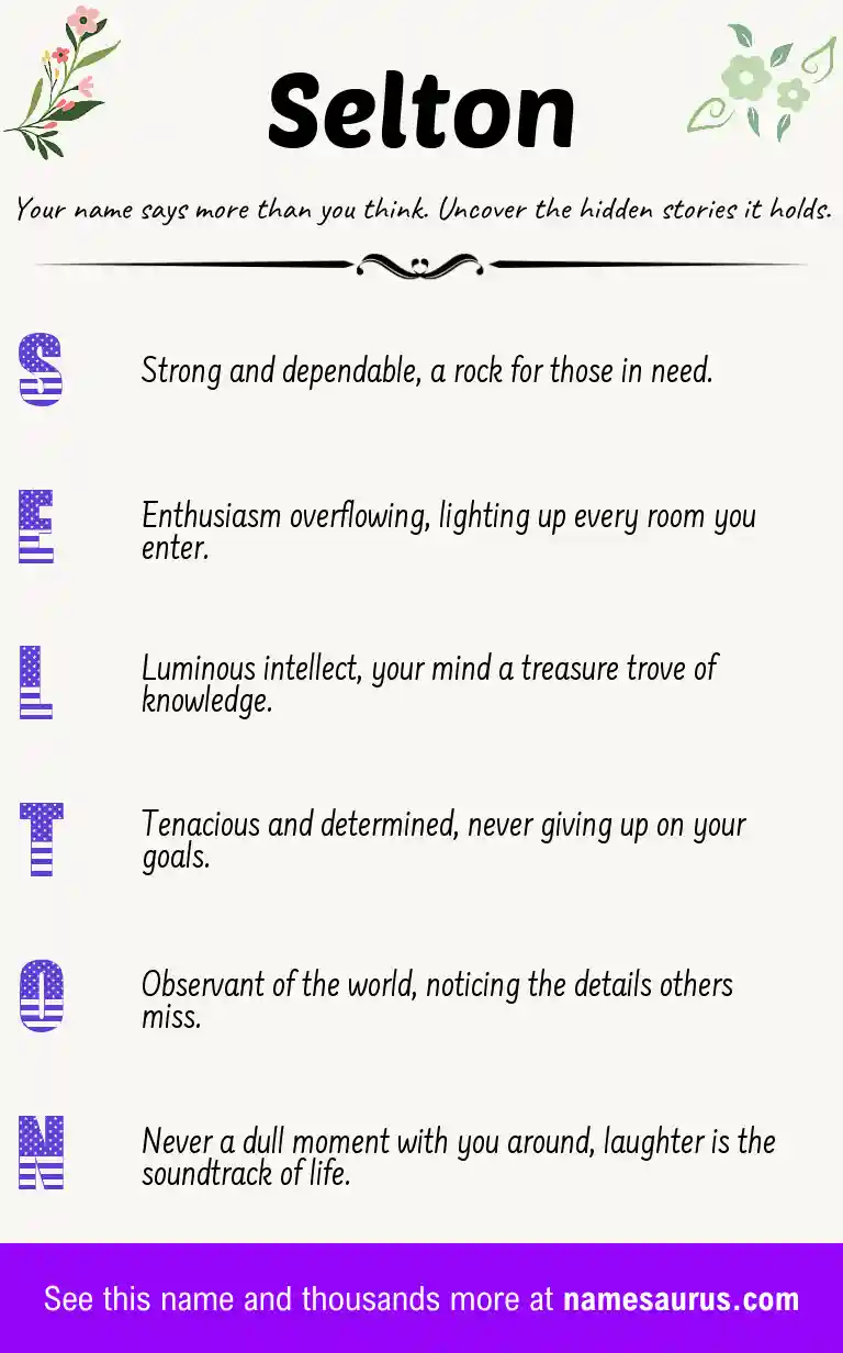 Acrostic poem about Selton.
