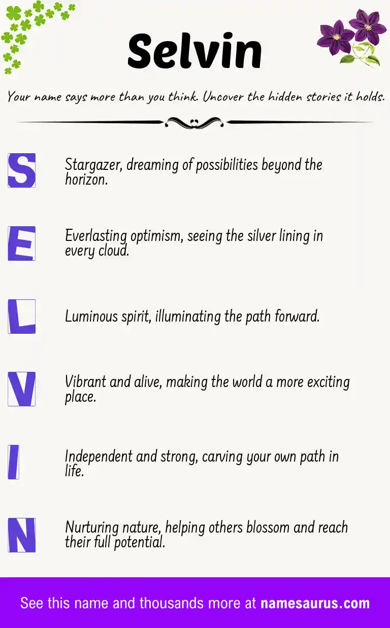 Acrostic poem about Selvin.