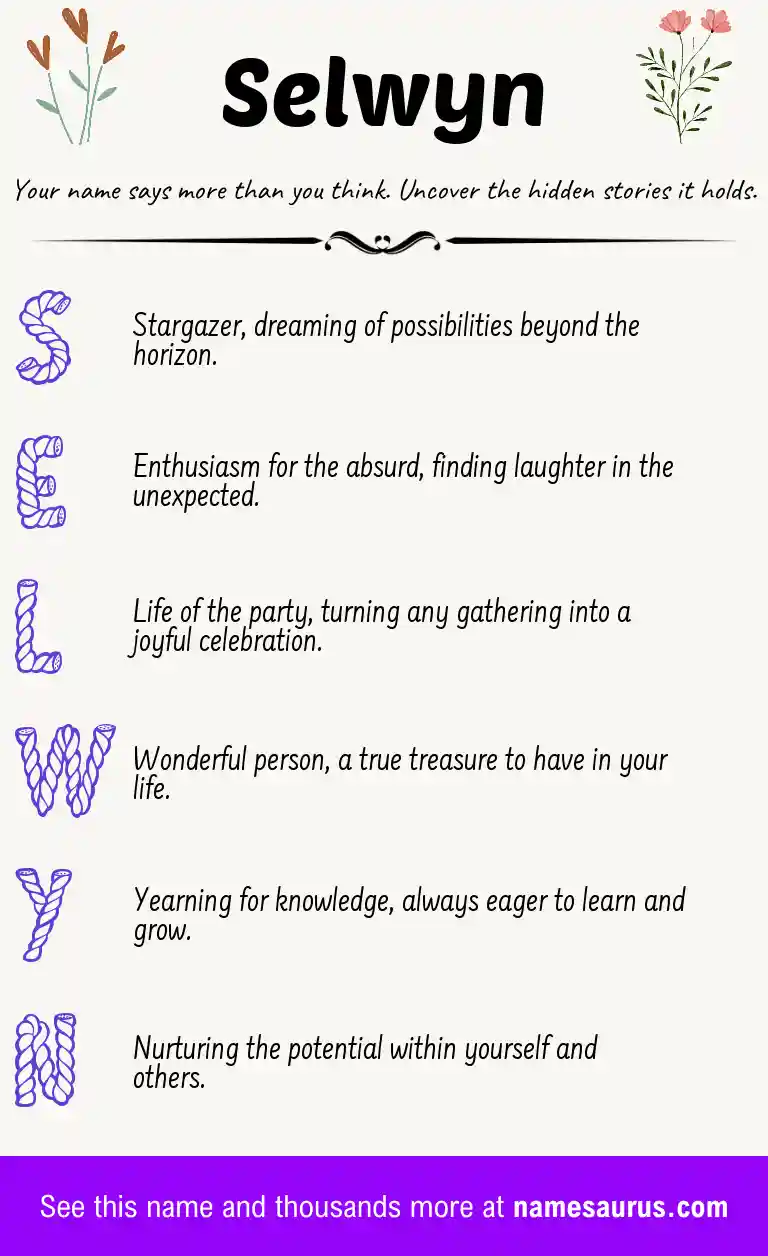Acrostic poem about Selwyn.
