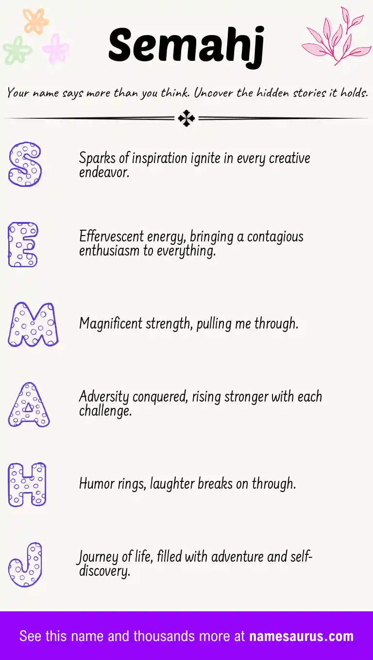 Acrostic poem about Semahj.