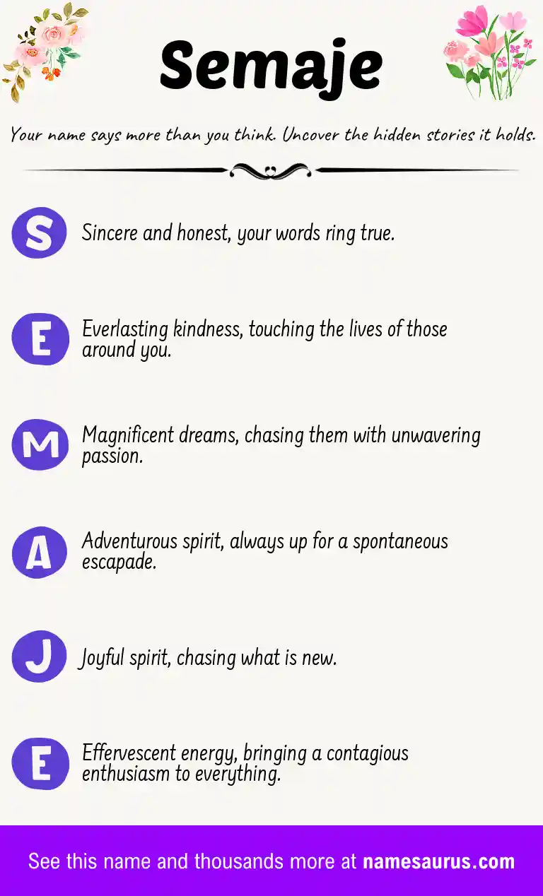 Acrostic poem about Semaje.