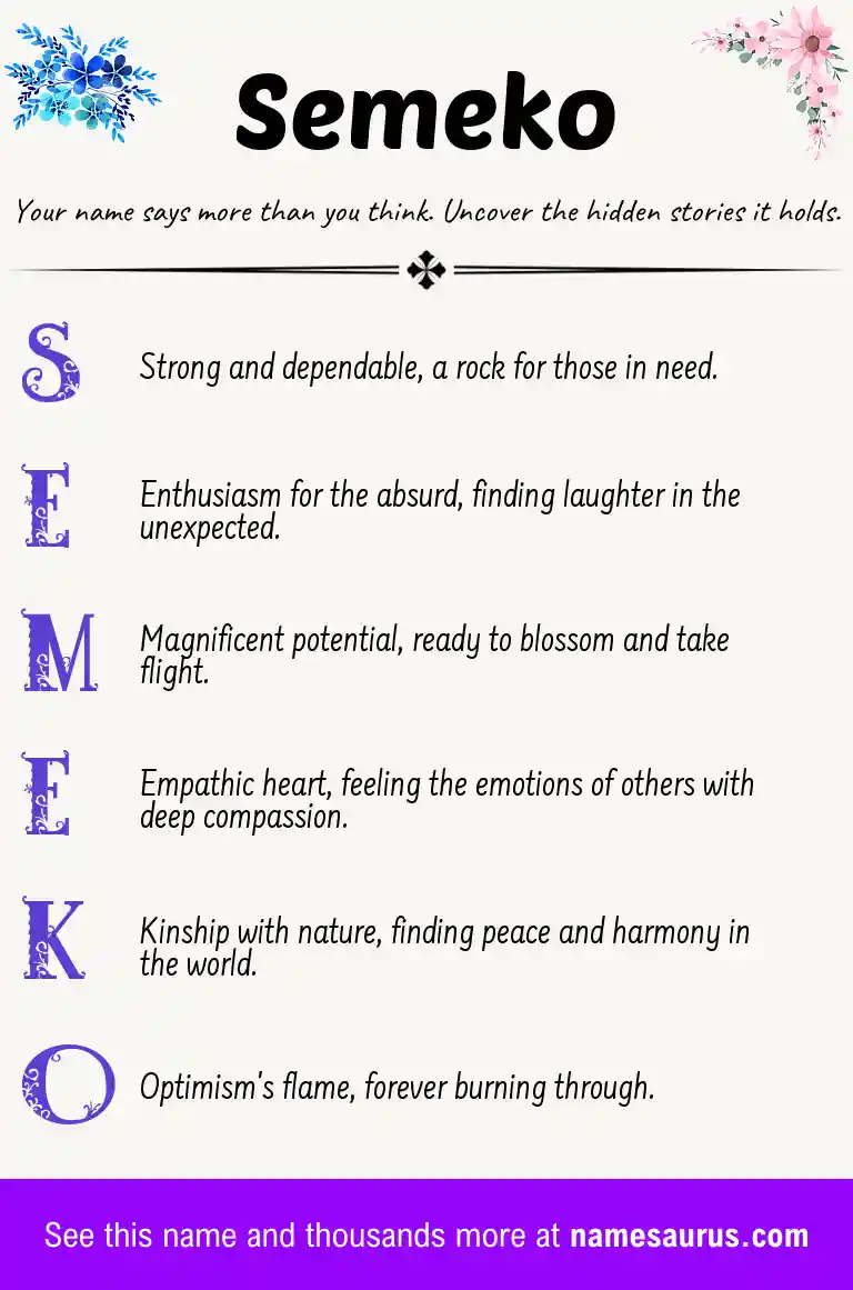 Acrostic poem about Semeko.