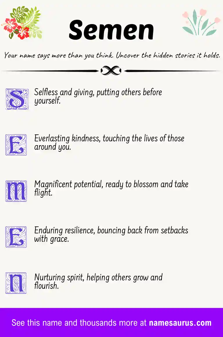Acrostic poem about Semen.