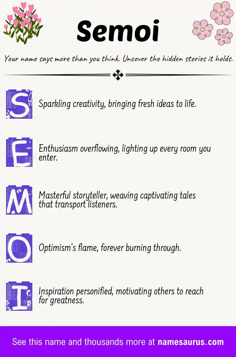 Acrostic poem about Semoi.