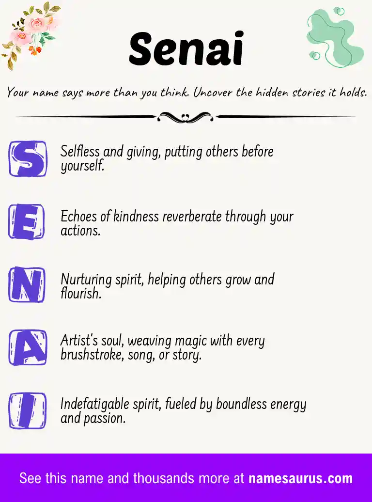 Acrostic poem about Senai.