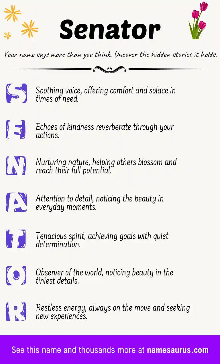 Acrostic poem about Senator.