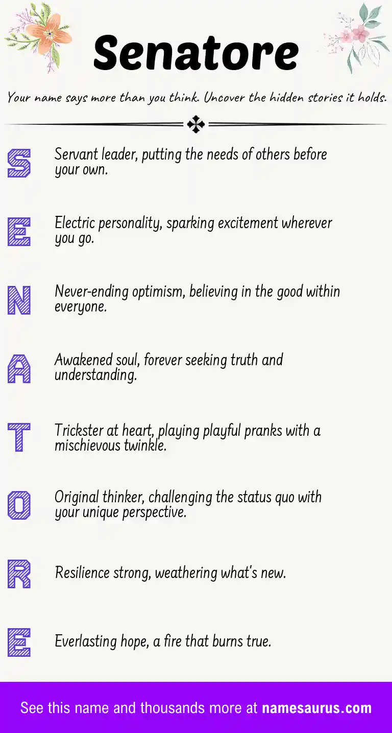 Acrostic poem about Senatore.