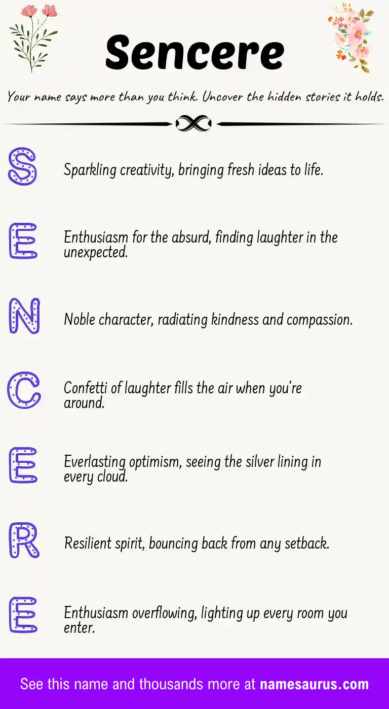Acrostic poem about Sencere.