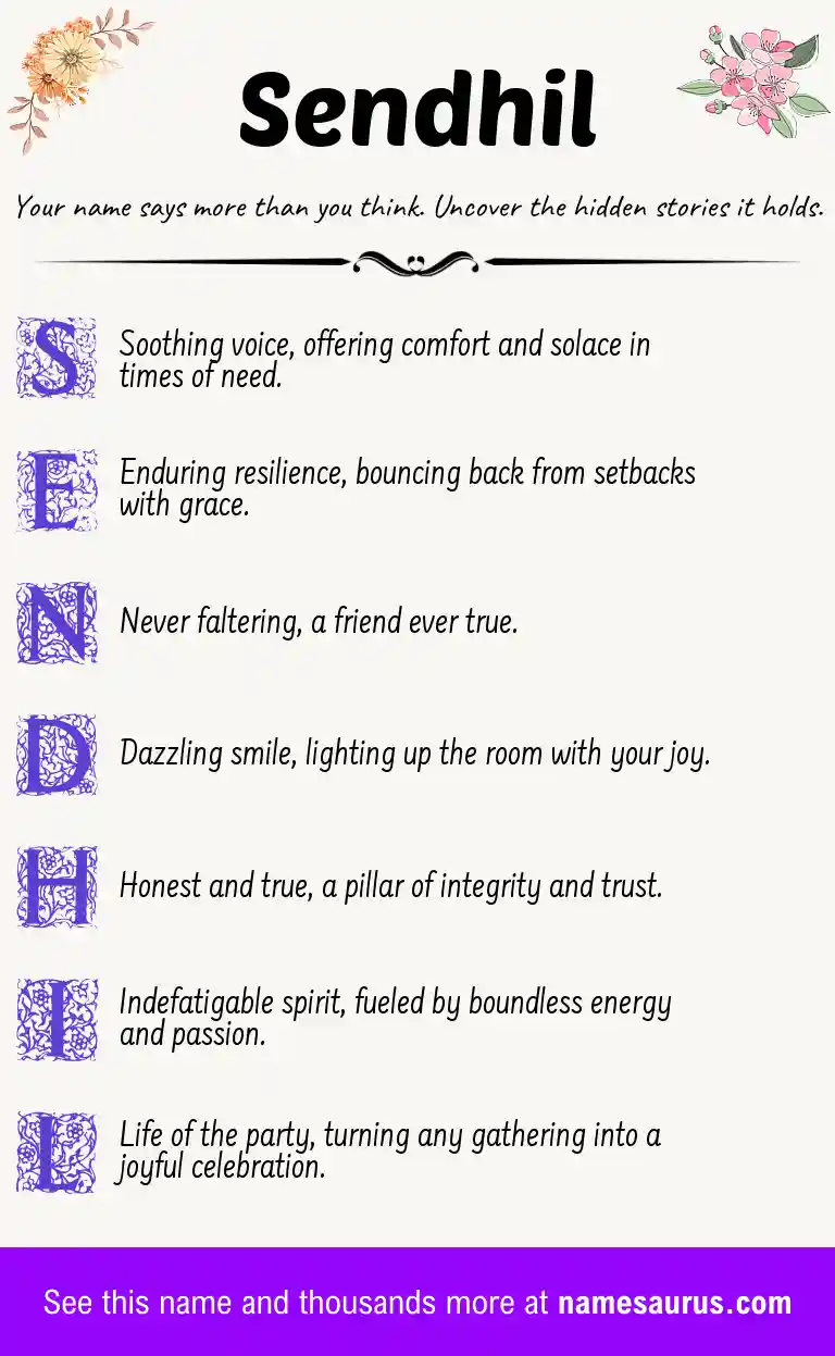 Acrostic poem about Sendhil.