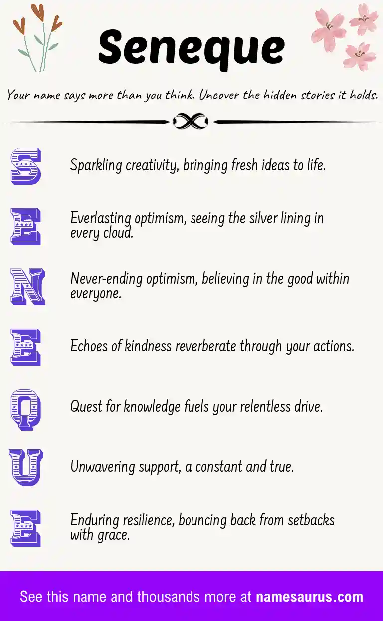 Acrostic poem about Seneque.
