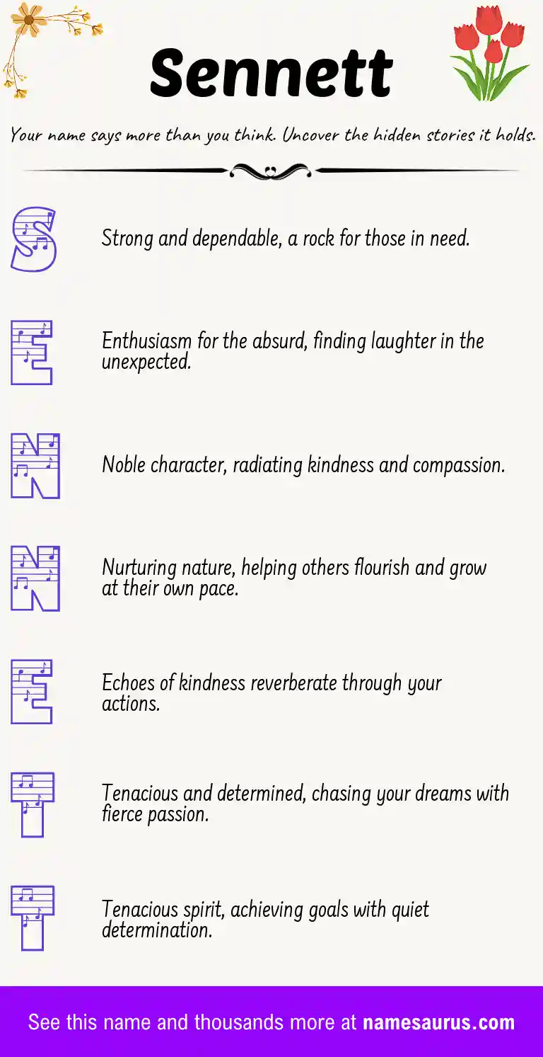Acrostic poem about Sennett.
