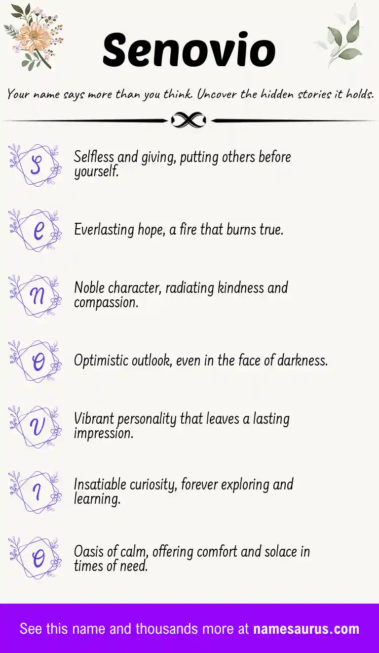 Acrostic poem about Senovio.