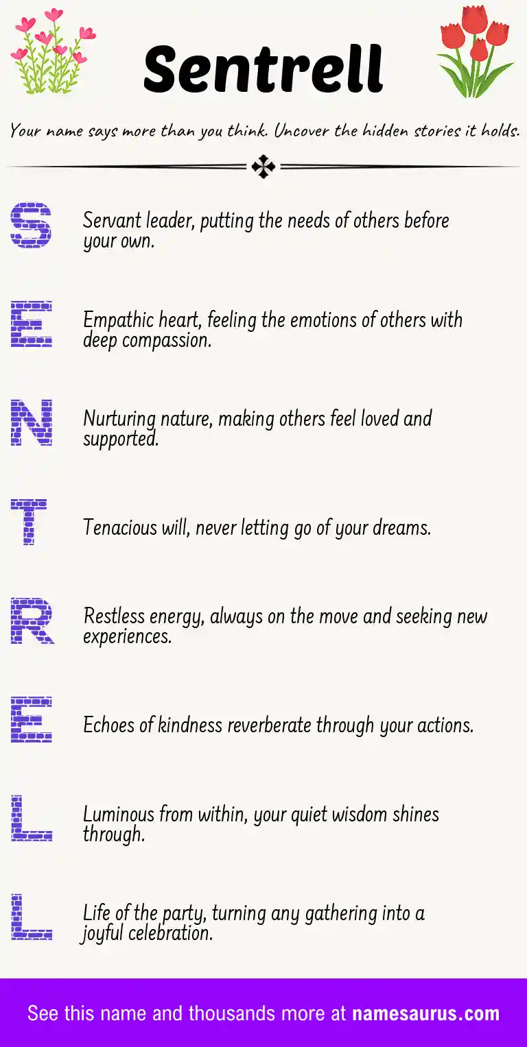 Acrostic poem about Sentrell.