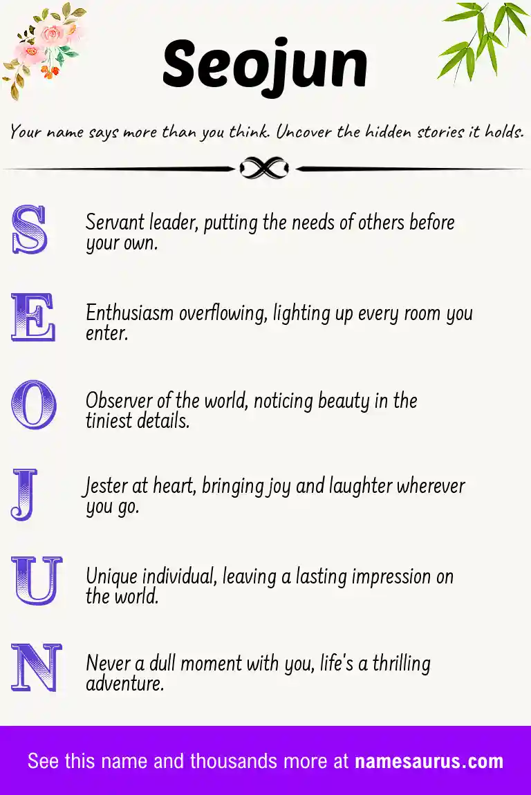 Acrostic poem about Seojun.
