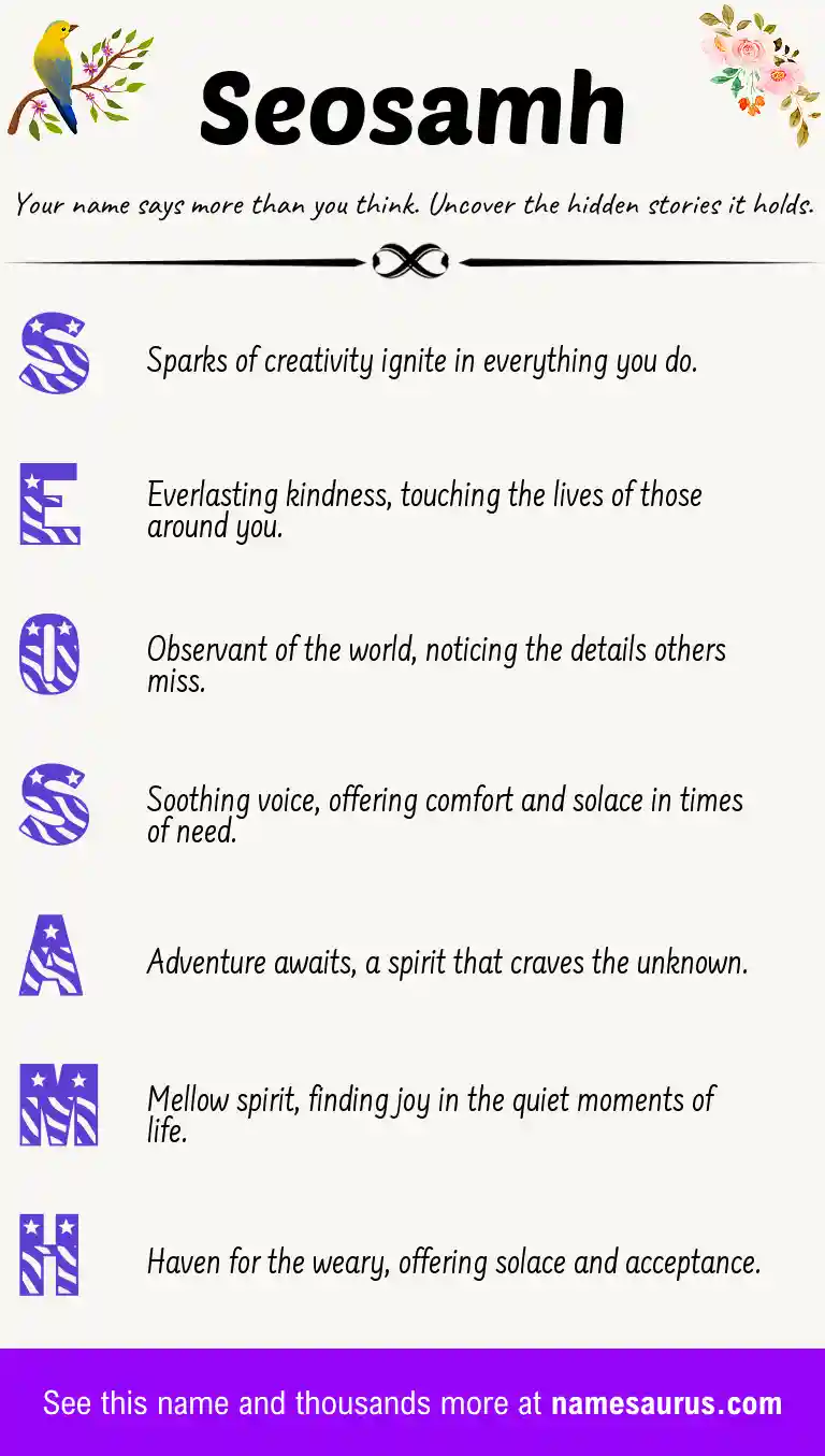 Acrostic poem about Seosamh.