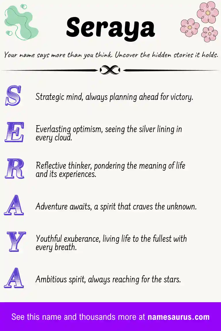 Acrostic poem about Seraya.