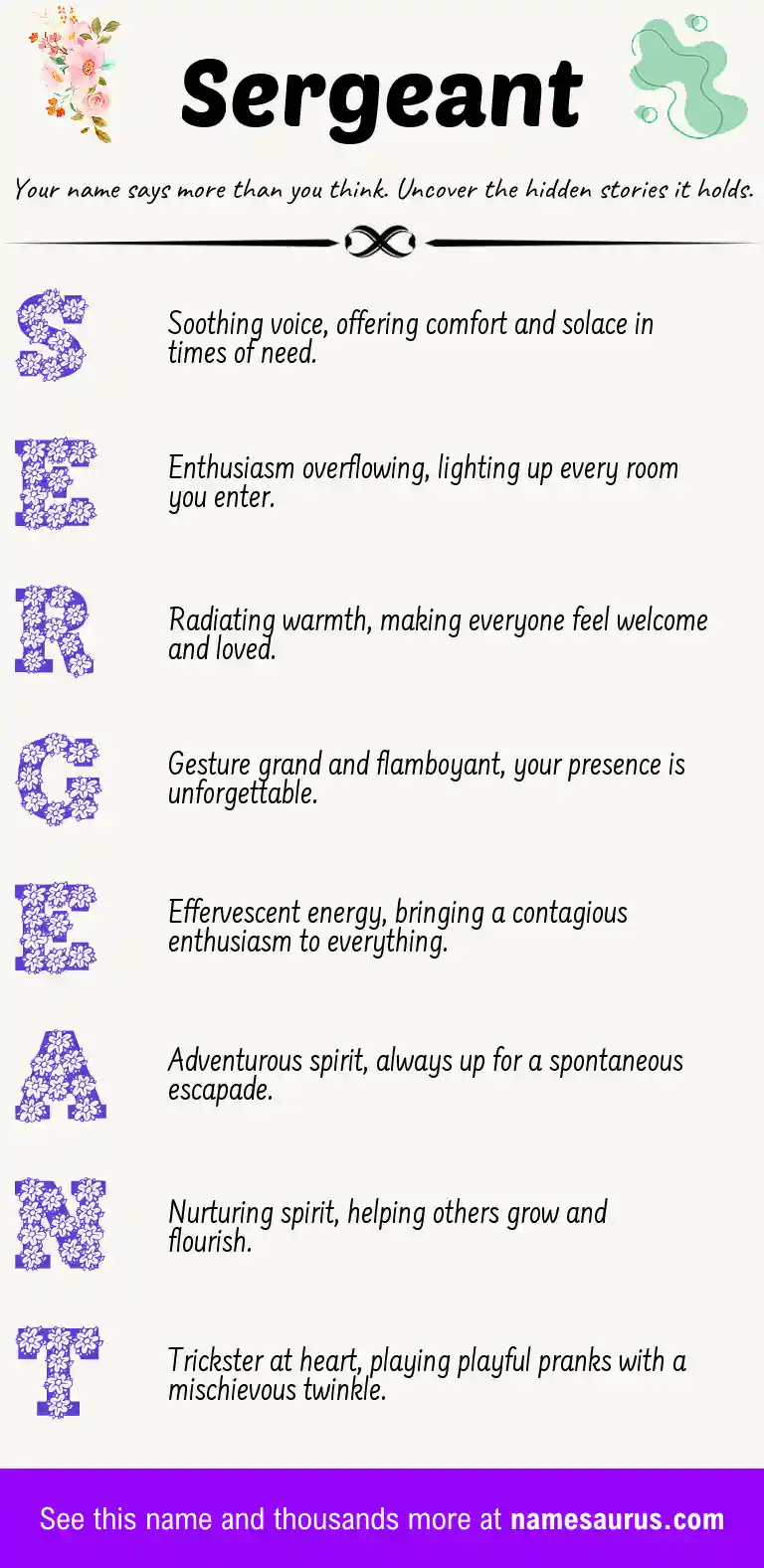 Acrostic poem about Sergeant.