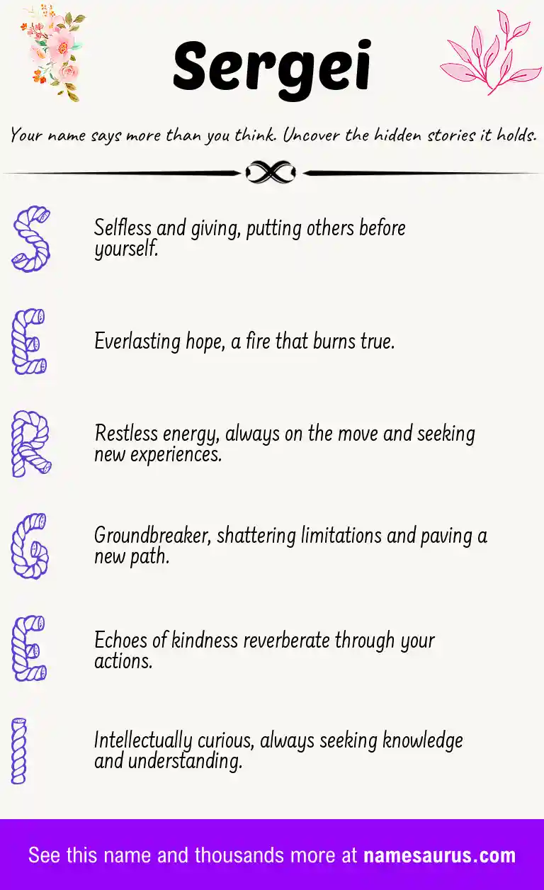 Acrostic poem about Sergei.